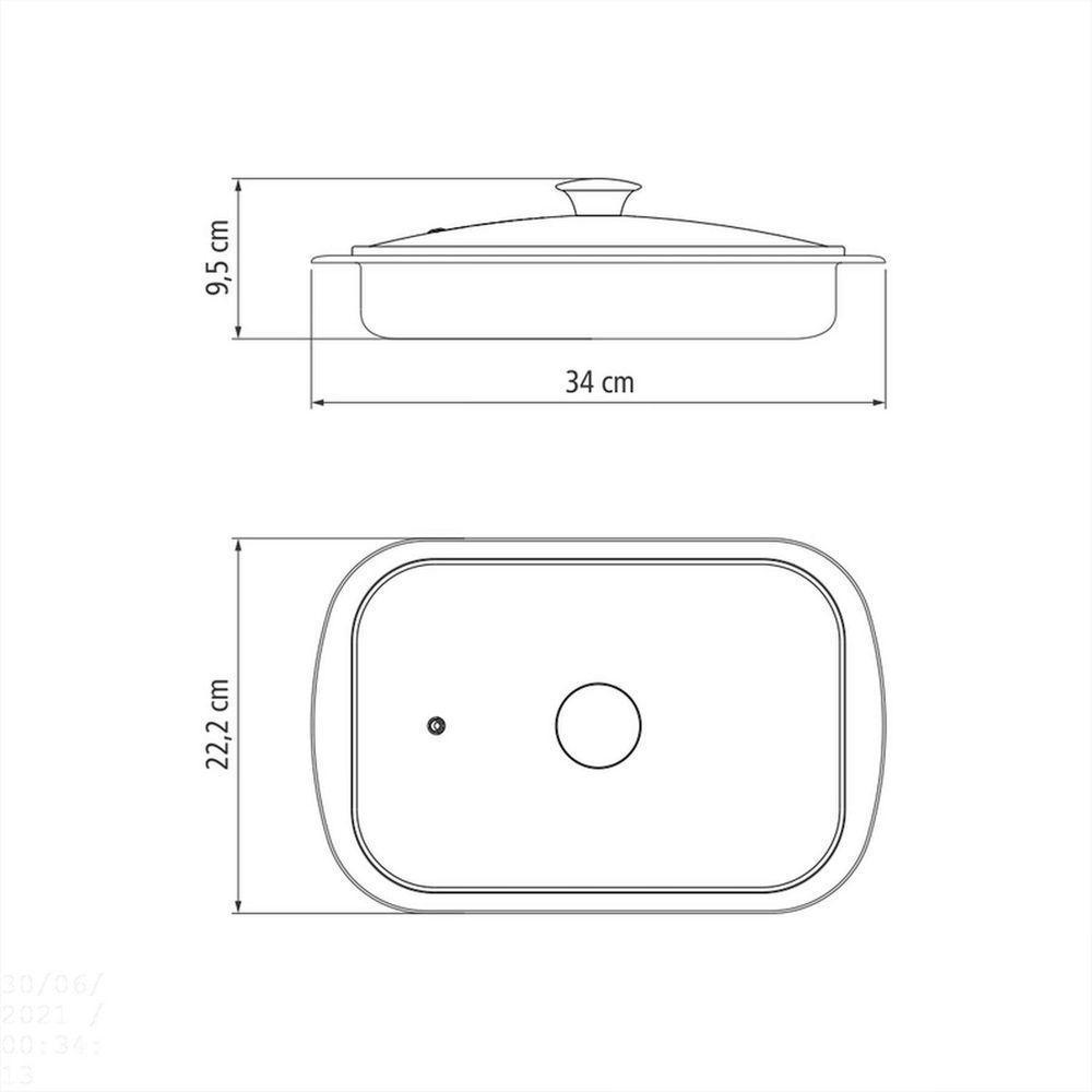 Assadeira Tramontina Cosmos Retangular Em Aço Inox Com Tampa De Vidro 34 Cm 2,2 L Tramontina - 3