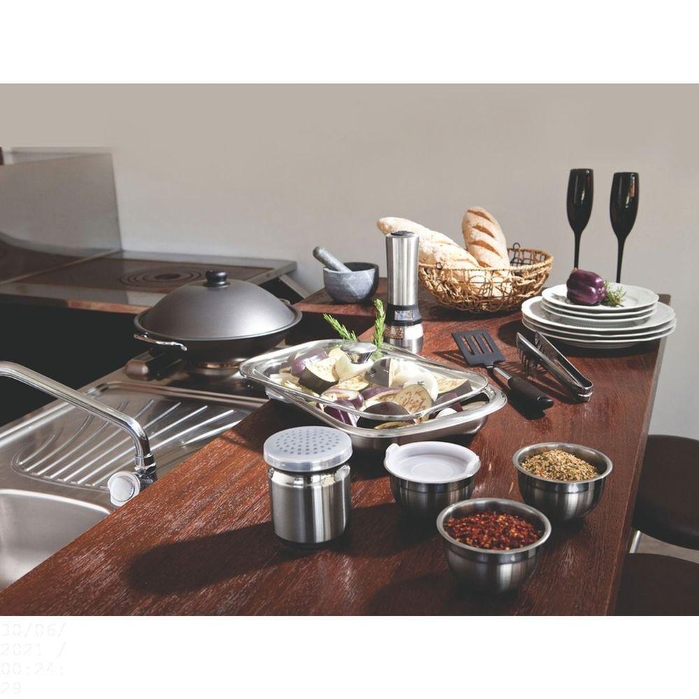 Assadeira Tramontina Cosmos Retangular Em Aço Inox Com Tampa De Vidro 34 Cm 2,2 L Tramontina - 4