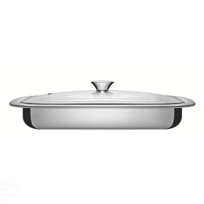 Assadeira Tramontina Cosmos Retangular Em Aço Inox Com Tampa De Vidro 34 Cm 2,2 L Tramontina
