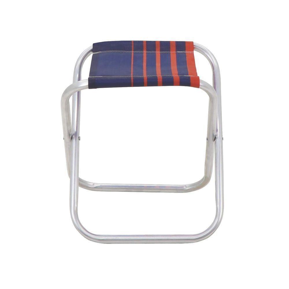 Banqueta De Praia Tramontina Fiji Em Alumínio Com Assento Azul Escuro E Laranja Tramontina - 3