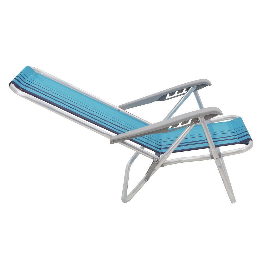 Cadeira De Praia Reclinável Tramontina Bali Baixa Em Alumínio Com Assento Azul Tramontina - 9