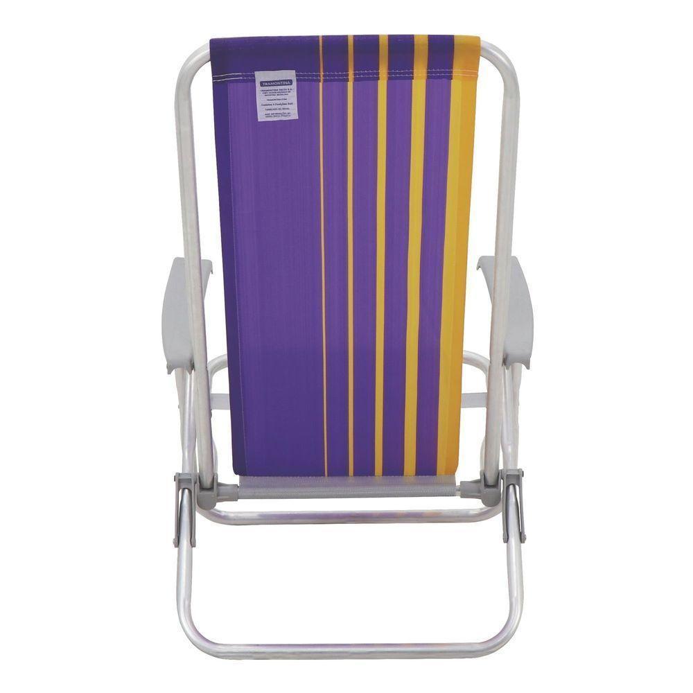 Cadeira De Praia Reclinável Tramontina Bali Baixa Em Alumínio Com Assento Roxo E Amarelo Tramontina - 6