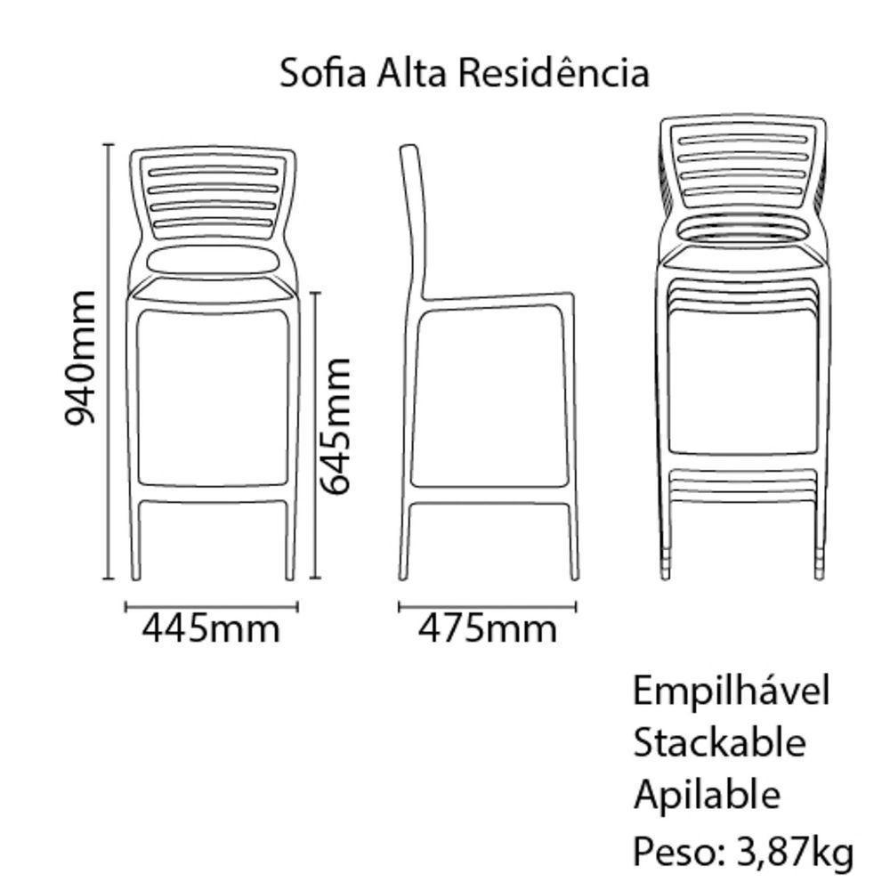 Cadeira Tramontina Sofia Alta Residência Em Polipropileno E Fibra De Vidro Grafite Tramontina - 2