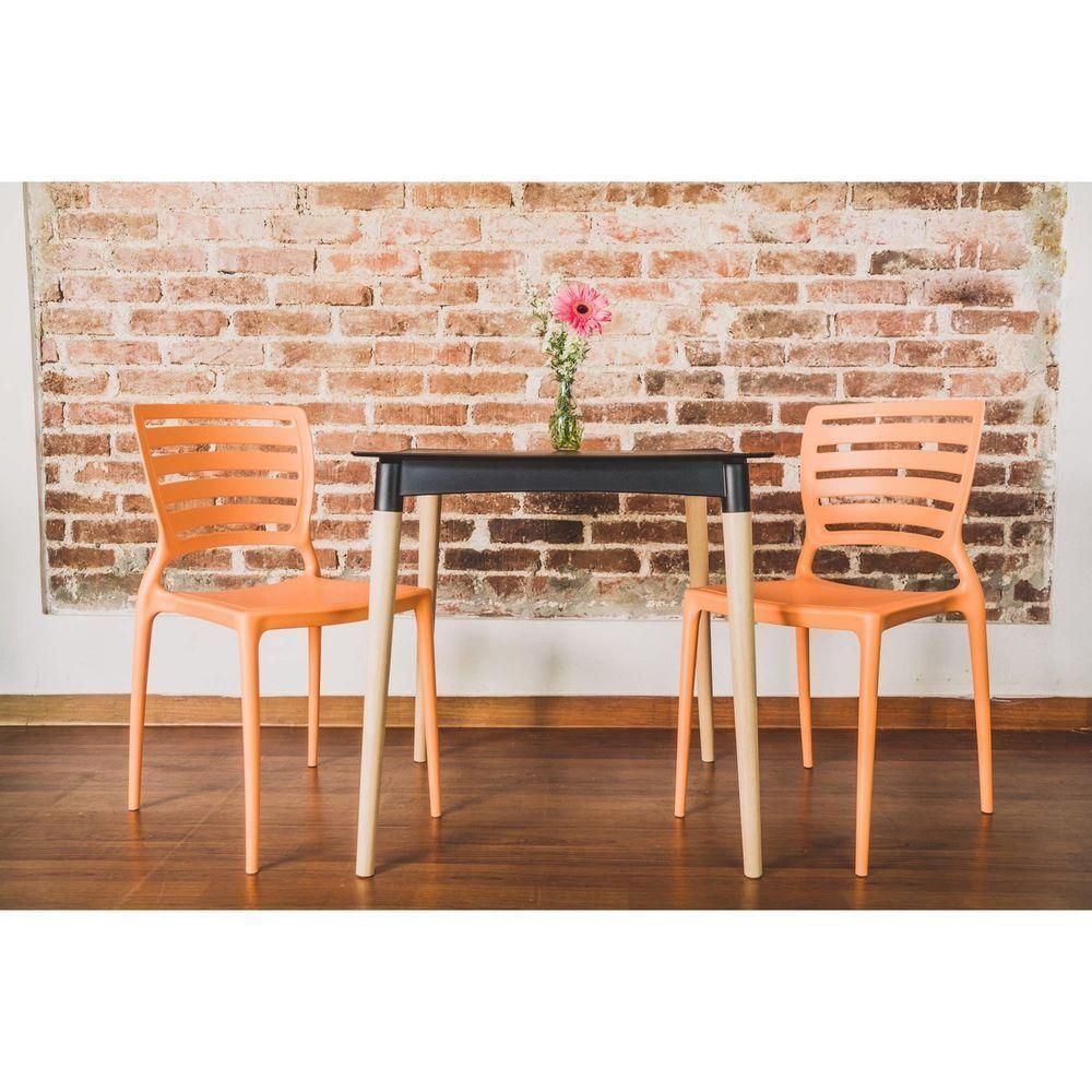 Cadeira Sofia Laranja Sem Braços Encosto Vazado Horizontal Em Polipropileno E Fibra De Vi - 2