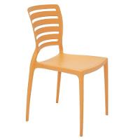 Cadeira Sofia Laranja Sem Braços Encosto Vazado Horizontal Em Polipropileno E Fibra De Vi - 1