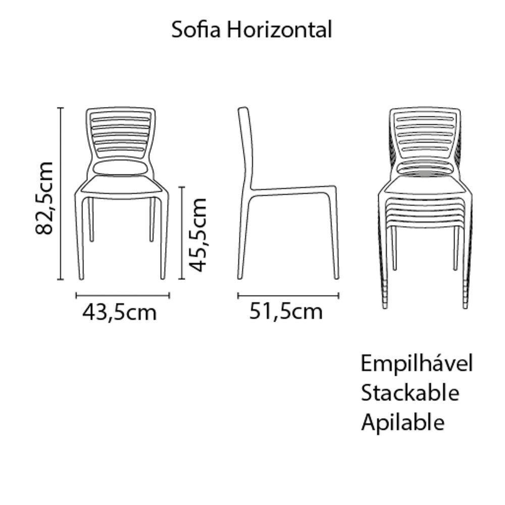 Cadeira Sfia Branca Sem Braços Encosto Vazado Horizontal Em Polipropileno E Fibra De Vid - 3