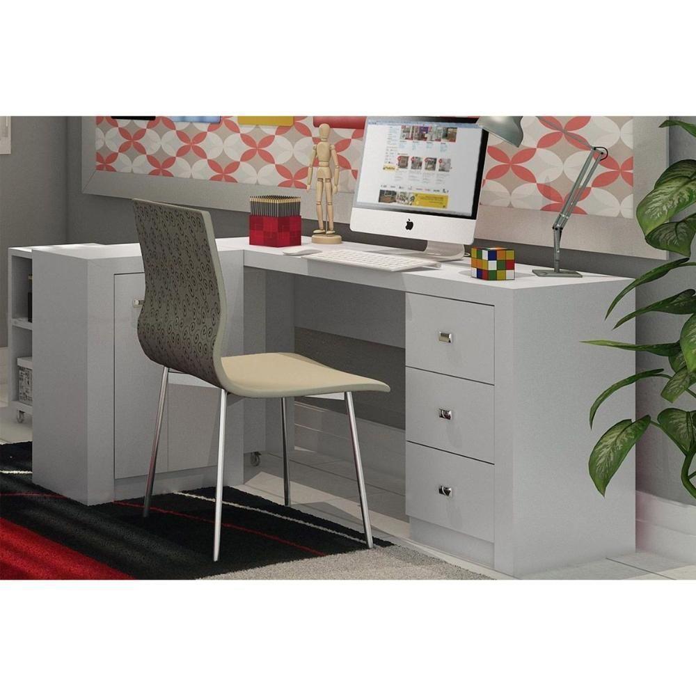 Mesa de Computador ME4102 c/ 3 Gavetas Amêndoa - Tecno Mobili - 4