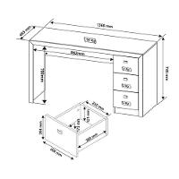 Mesa de Computador ME4102 c/ 3 Gavetas Amêndoa - Tecno Mobili - 10