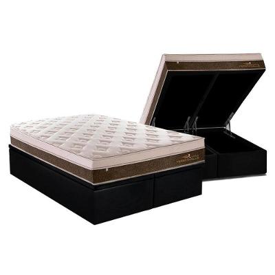 Cama Box Baú King: Colchão Molas Plumatex Masterpocket Ensacadas Personalle + Base Black(193X203)