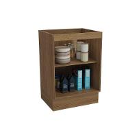 Balcão de Cozinha Botanic M629 1 Porta 60cm p/ Cooktop - Kappesberg Nogueira/Oliva/Preto Brilho - Kappesberg