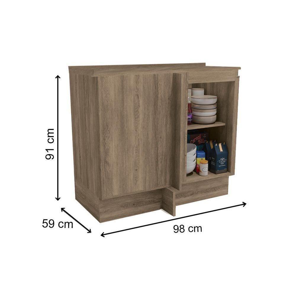 Balcão De Cozinha Canto Reto Maxxi G748 1 Porta C/ Tampo Nogal/cinzel - Kappesberg - 5