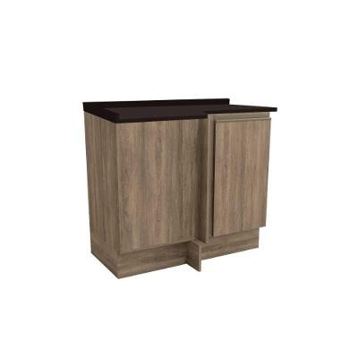 Balcão de Cozinha Canto Reto Maxxi G748 1 Porta c/ Tampo Nogal/Preto - Kappesberg