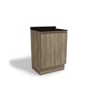 Balcão de Cozinha Maxxi G742 1 Porta c/ Tampo Nogal/Preto - Kappesberg - 1