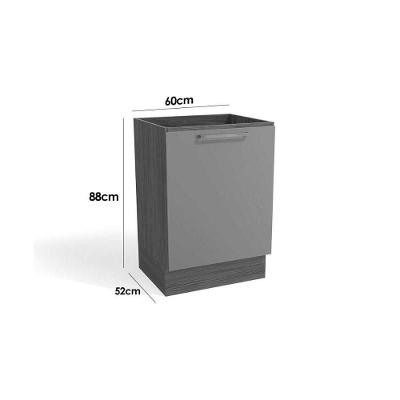 Balcão de Cozinha Botanic M629 1 Porta 60cm p/ Cooktop - Kappesberg Nogueira/Fendi/Preto Brilho - Kappesberg