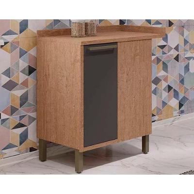 Balcão De Cozinha Modulado Canto Syrah 1 Porta C/ Tampo 48cm Castanho/chumbo - Ronipa
