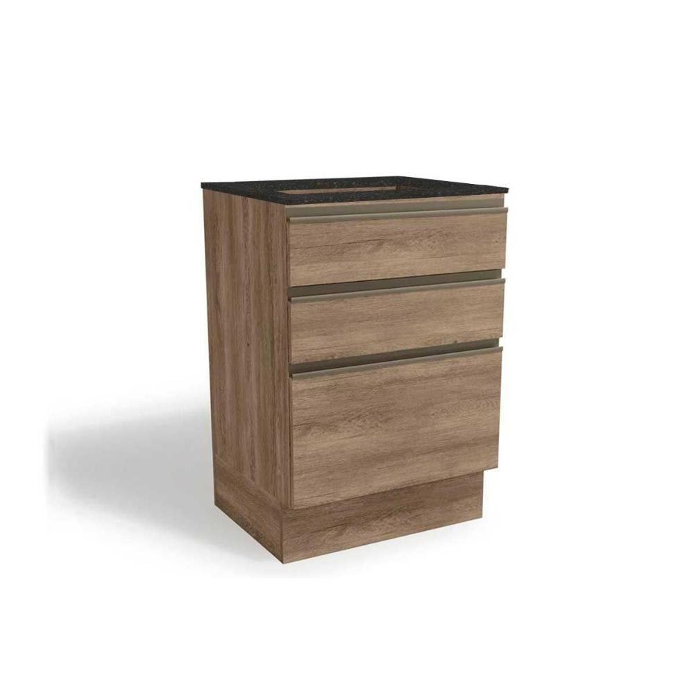 Balcão de Cozinha Maxxi G743 p/ Cooktop 60cm Nogal/Preto Brilho - Kappesberg - 1