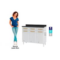 Balcão de Cozinha Modulado Diamante 3 Portas e 3 Gavetas c/ Tampo 105cm Branco/Preto - Telasul - 5