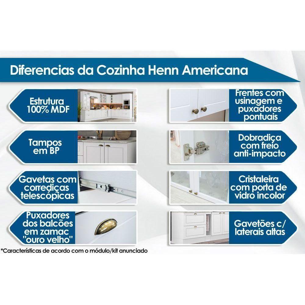 Balcão de Cozinha Modulado Canto Reto Americana 1 Porta s/ Tampo 84cm Cinza - Henn - 2