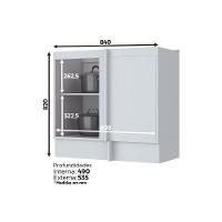 Balcão de Cozinha Modulado Canto Reto Americana 1 Porta s/ Tampo 84cm Cinza - Henn - 6