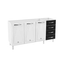 Balcão de Cozinha Modulado Star New 3 Portas e 4 Gavetas s/ Tampo 120cm Branco/Preto - Telasul - 3