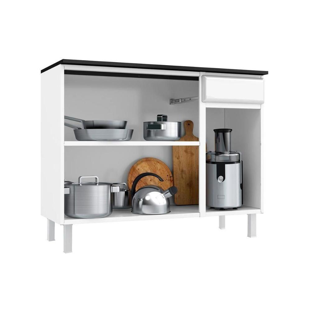 Balcão de Cozinha Modulado Diamante Smart 3 Portas e 1 Gaveta c/ Tampo 105cm Branco - Telasul - 4