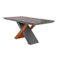 Mesa para Cozinha Imperatriz + Tampo Madeirado Vidro Reto 180x90cm Grafite/Imbuia - Rufato - 1