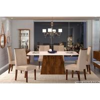 Mesa para Cozinha Italia + Tampo Madeirado Vidro 170x90cm Freijó/Off White - DJ Móveis - 2