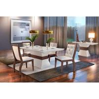 Mesa para Cozinha Ágata + Tampo Madeirado Reto 120x80cm Off White/Imbuia - Rufato - 3