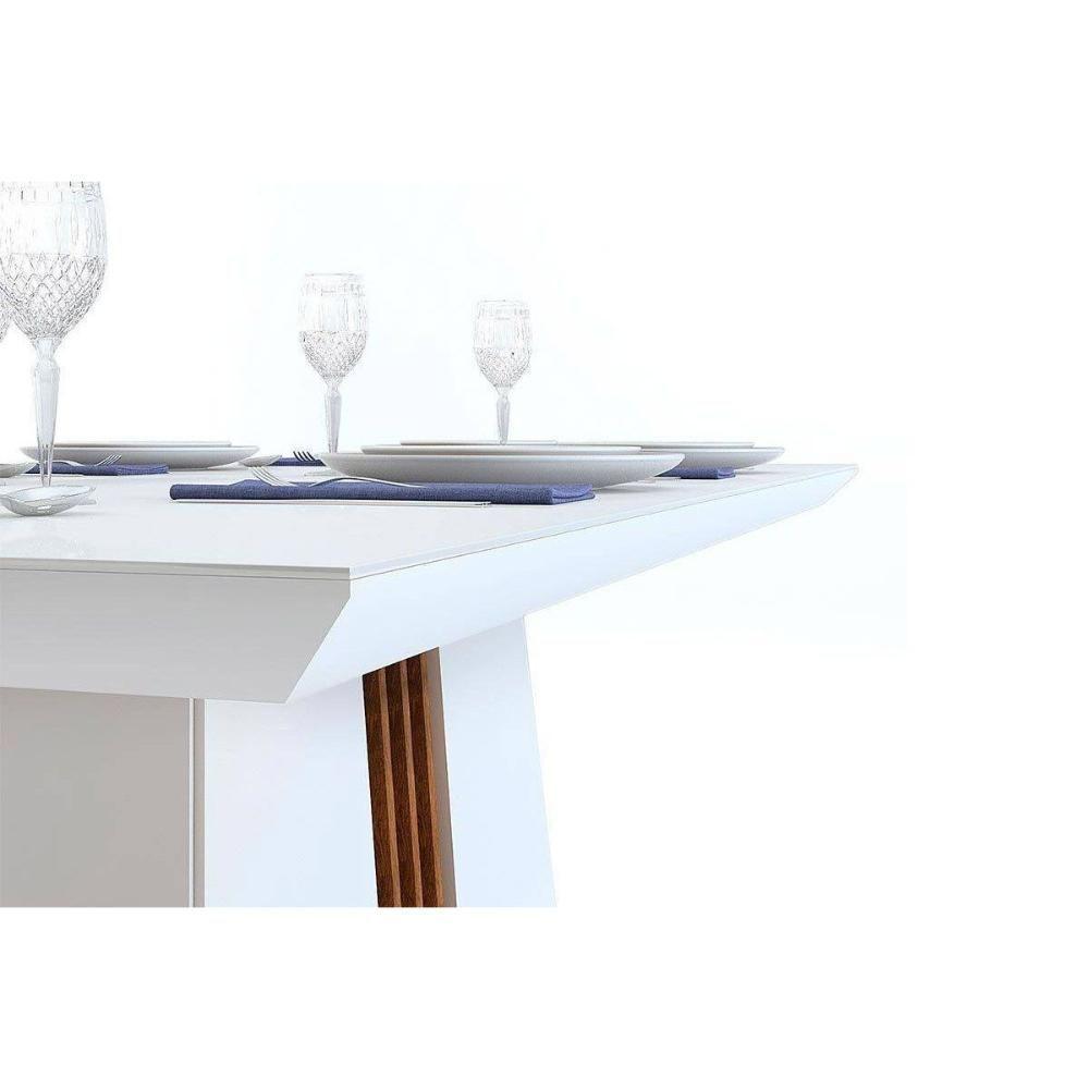 Mesa para Cozinha Italia + Tampo Madeirado Vidro 170x90cm Freijó/Off White - DJ Móveis - 2
