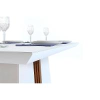Mesa para Cozinha Italia + Tampo Madeirado Vidro 170x90cm Freijó/Off White - DJ Móveis - 6