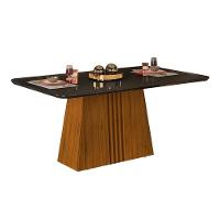 Mesa para Cozinha Italia + Tampo Madeirado Vidro 170x90cm Freijó/Off White - DJ Móveis - 21