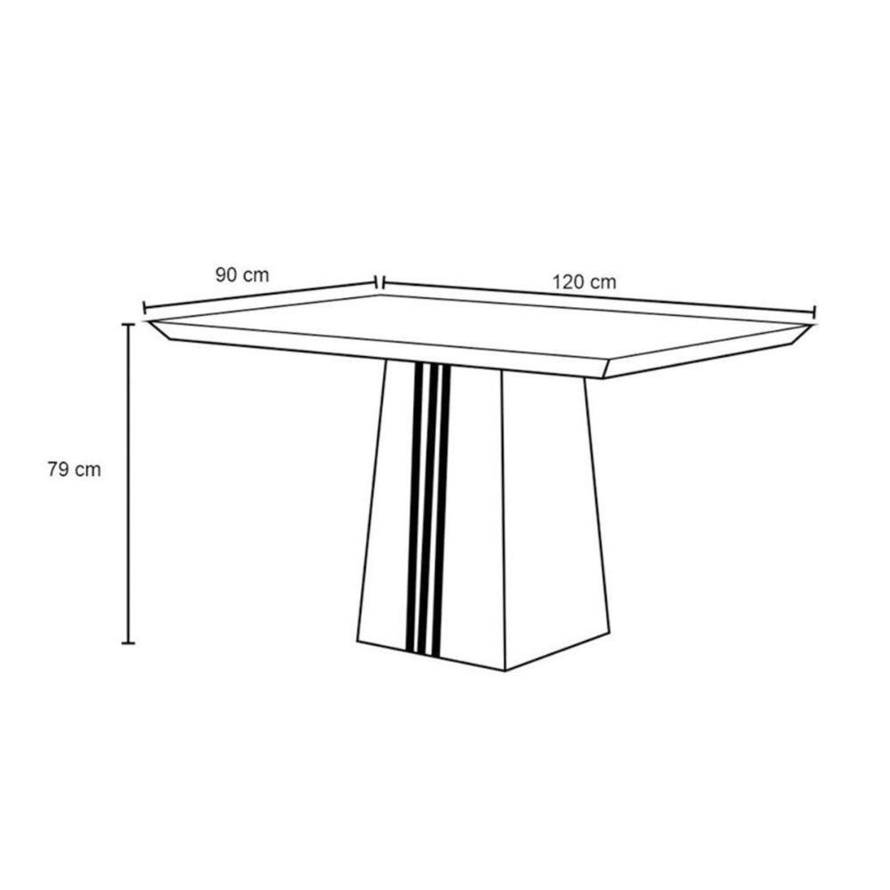 Mesa para Cozinha Italia + Tampo Madeirado Vidro 120x90cm Cinza Urbano/Freijo/Cinza Urbano - DJ Móveis - 7
