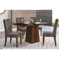 Mesa para Cozinha Italia + Tampo Madeirado Vidro 120x90cm Cinza Urbano/Freijo/Cinza Urbano - DJ Móveis - 5