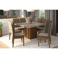 Mesa para Cozinha Ana + Tampo Madeirado Vidro 130x130cm Nature/Off White - Cimol - 11