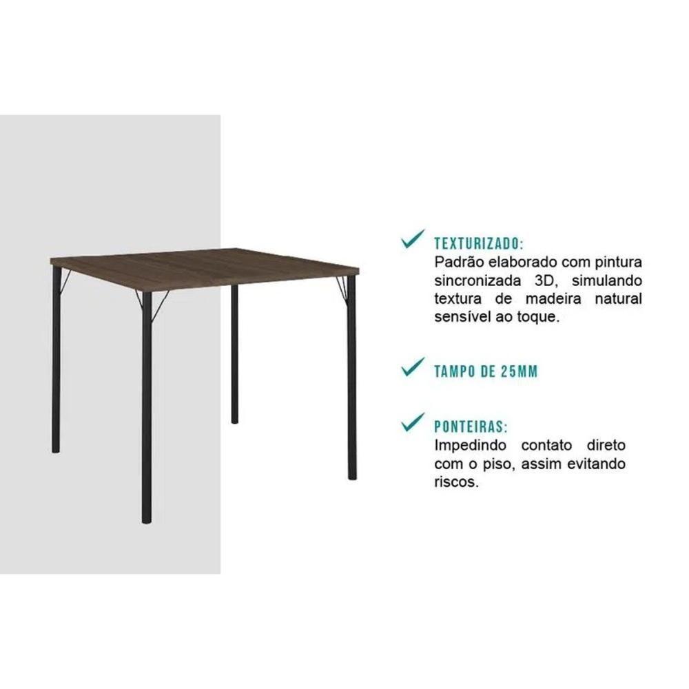Mesa para Cozinha 1545 + Tampo Madeirado 87x87cm Freijo c/ Prata - Carraro - 3
