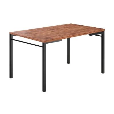 Mesa Para Cozinha 1526 + Tampo Madeirado 136x90cm Preto-native - Carraro