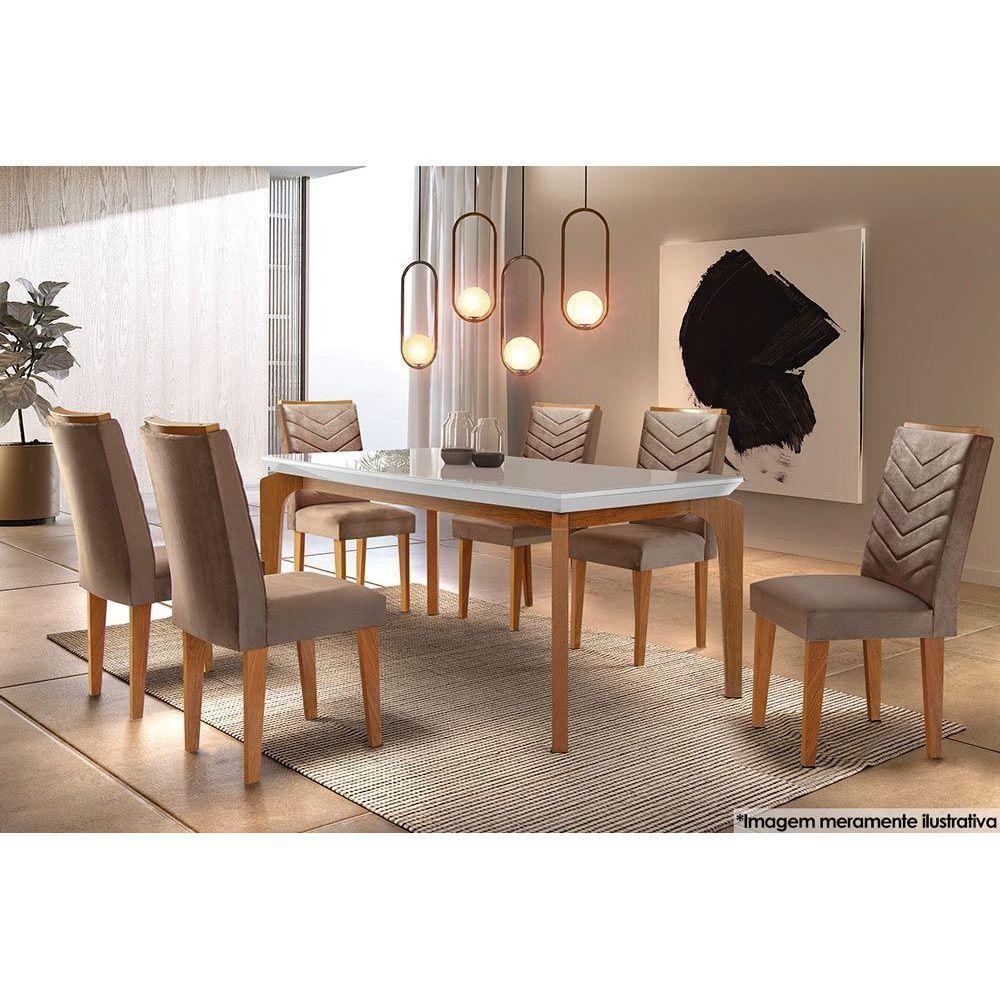 Mesa para Cozinha Londrina + Tampo Madeirado Reto 120x80cm Off White/Imbuia - Rufato - 2