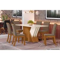 Mesa para Cozinha Épic SC24 + Tampo Madeirado Vidro Curvo 160x90cm Nature/Off White - Henn