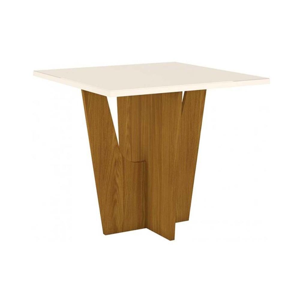 Mesa para Cozinha Vértice + Tampo Madeirado 90x90cm Nature/Off White - Henn - 1