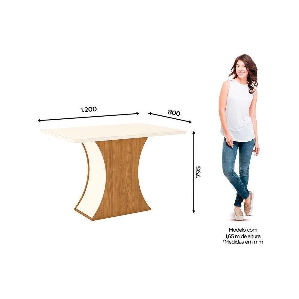 Mesa para Cozinha Luiza SC18 + Tampo Madeirado Reto 120x80cm Nature/Off White - Henn - 2