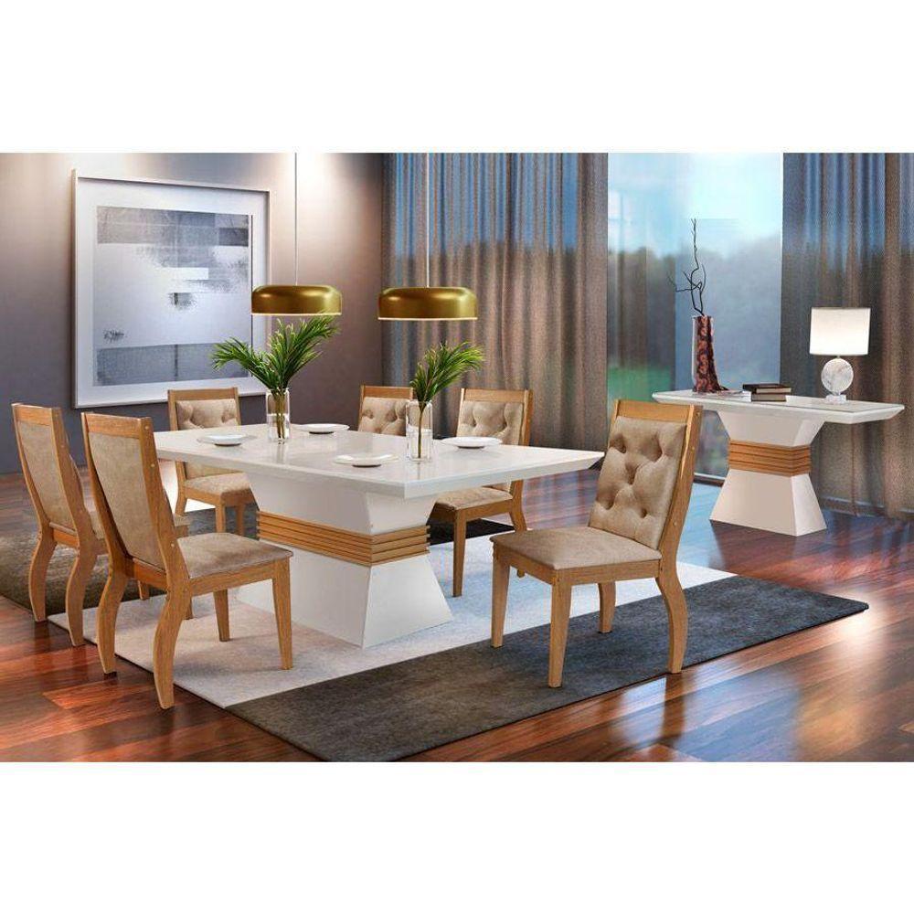 Mesa para Cozinha Ágata + Tampo Madeirado Reto 180x90cm Off White/Imbuia - Rufato - 4