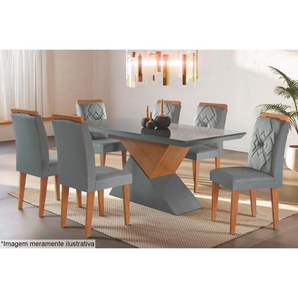 Mesa para Cozinha Dubai + Tampo Madeirado Vidro Reto 180x90cm Grafite/Imbuia - Rufato - 3