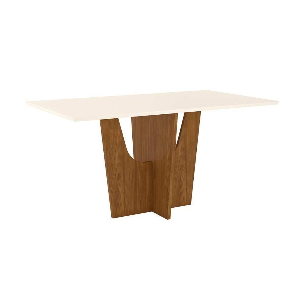 Mesa para Cozinha Vértice SC36 + Tampo Madeirado Reto 160x90cm Nature/Off White - Henn - 1