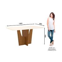 Mesa para Cozinha Vértice SC35 + Tampo Madeirado Vidro Curvo 160x90cm Nature/Off White - Henn - 2