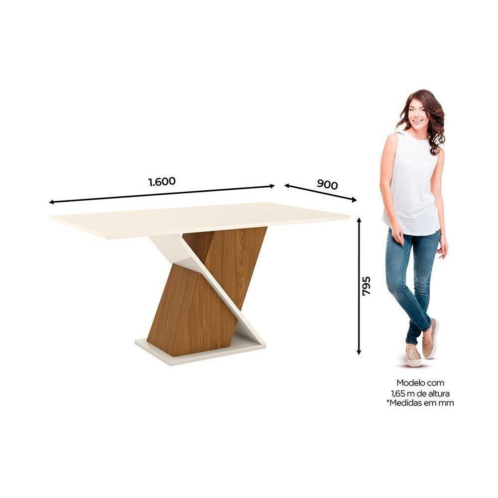 Mesa para Cozinha Solus SC27 + Tampo Madeirado Vidro Curvo 160x90cm Nature/Off White - Henn - 3