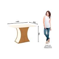 Mesa para Cozinha Luiza SC17 + Tampo Madeirado Vidro Reto 120x80cm Nature/Off White - Henn - 3