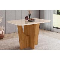 Mesa para Cozinha Vértice SC44 + Tampo Madeirado Vidro Curvo 120x80cm Nature/Off White - Henn - 1