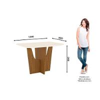 Mesa para Cozinha Vértice SC44 + Tampo Madeirado Vidro Curvo 120x80cm Nature/Off White - Henn - 3