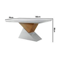 Mesa para Cozinha Dubai + Tampo Madeirado Vidro Reto 180x90cm Off White/Imbuia-Vidro Off White - Rufato - 9