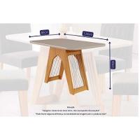 Mesa para Cozinha Carol + Tampo Madeirado Vidro 130x80cm Nature/Off White - Cimol - 5